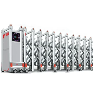 Automatic Retractable Stainless Steel Folding Security Sliding Door for Courtyards, Apartments and Hotels