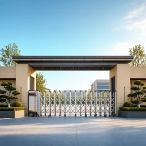Automatic Retractable Telescopic Security Gate Aluminum Alloy Stainless Steel Electric