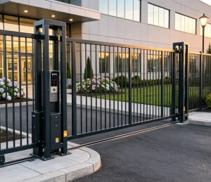 Automatic Sliding Metal Gate Vertical Bar Electric Security Gate with Motor Kit for Factory Warehouse Industrial Park