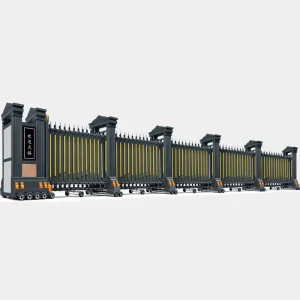 Automatic Sliding Retractable Gate, Stainless Steel and Aluminum Alloy, Electric Drive for Office Buildings