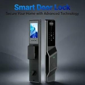 Automatic Smart Door Lock with Face and Fingerprint Recognition, App, Doorbell, Remote Control, Digital Key, and Card Access