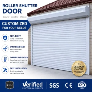 Automatic Windproof Aluminum Rolling Shutter Door for Garages, Households, Commercial Use, Factories