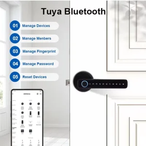 BZ01 Tuya Smart Glass Door Lock with Fingerprint and Key Unlock