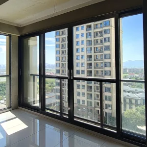 Balcony Enclosure Black Aluminum Alloy Divided Glass Soundproof Sliding Door