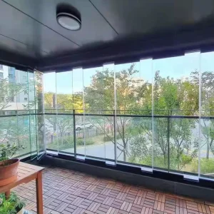 Balcony Partition Full Open Aluminum Tempered Glass Frameless Folding Sliding Door and Windows