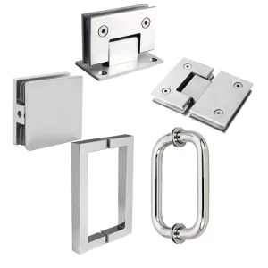 Bathroom Accessories Stainless Steel Brass Shower Hardware Kit Pull Handle Shower Door Hinge Glass Clip