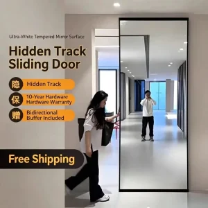 Bathroom Floating Sliding Door Single Panel Kitchen Barn Door Ghost Door Complete Set