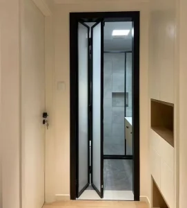 Bathroom Modern Trackless Folding Door Super White Changhong Oil Sand Tempered Glass Aluminum Alloy Simple Very Narrow Partition