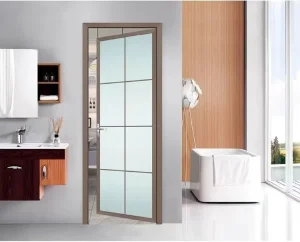Bathroom Toilet Kitchen Door Set Minimalist Titanium-Magnesium Alloy Double-Pane Tempered Glass