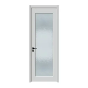 Beautiful Frosted Glass Interior Solid Wooden White Internal Door for Bathrooms