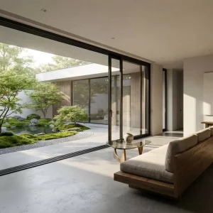 Bespoke Ultra-Slim Frame Panoramic Double Tempered Glass Aluminum Sliding Door for Balcony Entrance