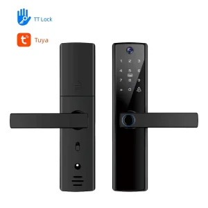 Biometric Fingerprint Handle Door Lock with RFID, Keyless Entry, WiFi App and Camera