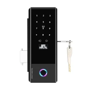 Biometric Fingerprint NFC Password Smart Lock for Glass Doors with App Unlock, Key Card, Wi-Fi and Memory Card