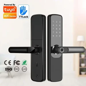 Biometric Fingerprint WiFi Smart Lock with Password, IC Card, and Cloud Storage for Aluminum Doors and Gates