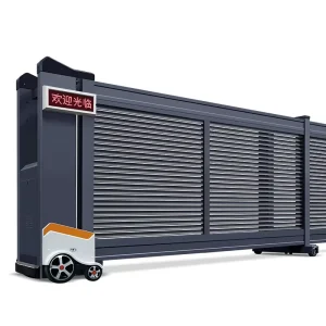 Black Aluminum Alloy Trackless Electric Sectional Sliding Security Gate with Remote Control for Industrial and Community Use