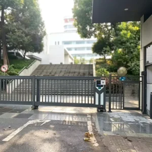 Black Aluminum Alloy Trackless Industrial Sectional Sliding Folding Gate with Remote Control
