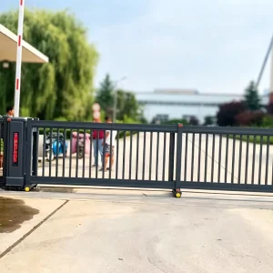 Black Aluminum Alloy Trackless Industrial Sectional Sliding Gate with Automatic Remote Control for Community Entrances