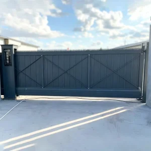 Black Aluminum Alloy Trackless Industrial Sectional Sliding Gate with Automatic Remote Control for Community Yards