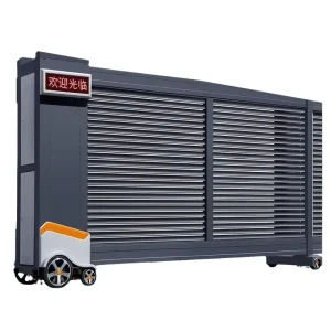Black Aluminum Alloy Trackless Sectional Sliding Gate with Remote Control for Communities and Factories