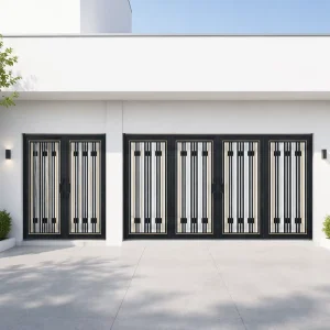 Black Aluminum Double Swing Gate for Villa Courtyard