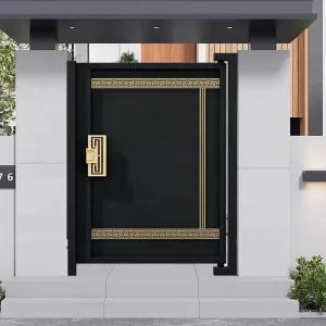 Black Aluminum Swing Courtyard Gate for Front Entrance and Villa Yard