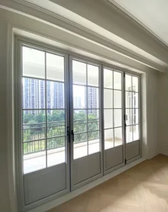 Black Aluminum Swing Doors with Double Tempered Clear Glass, French Style for Interiors, Hotels, and Balconies