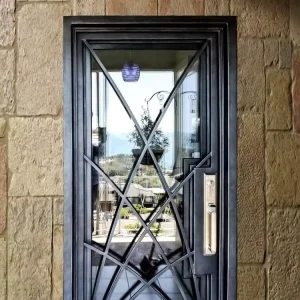 Black Balcony Patio Door Wrought Iron Swing Wrought Iron Door Customized Design Entrance Door for Villas