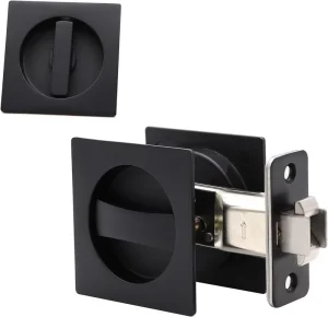 Black Brushed Sliding Door Hardware with Gold Latch for Wood Sliding Doors