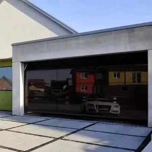 Black Frameless Tempered Glass Electric Residential Garage Door