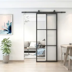 Black French Style Customized Glass Door Waterproof Hanger Rail for Bathroom Kitchen and Barn Use