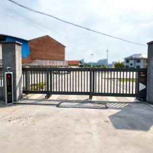 Black Heavy-Duty Aluminum Alloy Trackless Sectional Sliding Security Gate with Remote Control