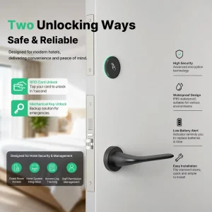 Black Household Smart Door Lock with Card Key Two Unlocking Methods