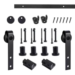 Black Metal Interior Barn Door Sliding System Hardware