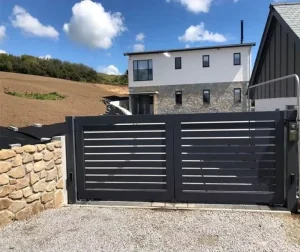 Black Modern Automatic Double-Pipe Swing Gate