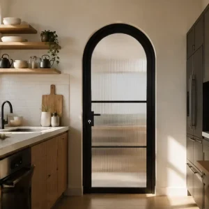 Black Steel Frame Glass Door Modern Interior Door Tempered Glass for Residential Commercial Use