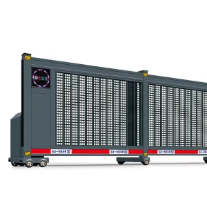 Black Trackless Aluminum Alloy Electric Retractable Remote-Control Folding Sliding Gate for Community and Industrial Use