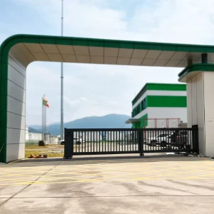 Black Trackless Aluminum Alloy Sectional Sliding Security Gate with Remote Control for Communities