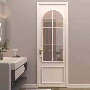 Black Vintage Frosted Tempered Glass Partition Door with Aluminum Alloy Frame French Design Sound Insulation Side Opening