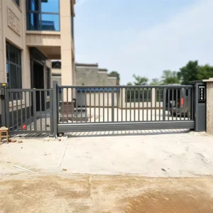 Black Waterproof Aluminum Alloy Trackless Industrial Sectional Sliding Gate with Remote Control System