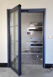 Black Waterproof Glass Push-Pull Sliding Door with Aluminum Frame for Living Room, Kitchen, Bathroom, Toilet, or Balcony