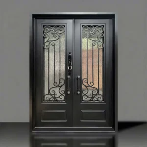 Black Wrought Iron European-Style Double Door Safety Gate