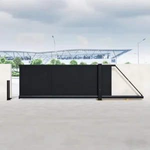 Black and Gray Powder-Coated Aluminum Driveway Sliding Swing Gate, Automatic Electric Single Door