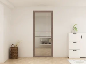 Bronze French Steel Framed Glass Swing Door with Normal Handle