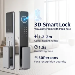 C01 Max Palm Vein Electric Fingerprint 3D Face Recognition Smart Door Lock with Camera Video Intercom
