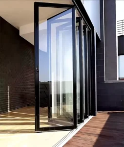 CE Certified Modern Exterior Hurricane proof Waterproof Foldable Tempered Glass Door Aluminum Alloy Courtyard Balcony
