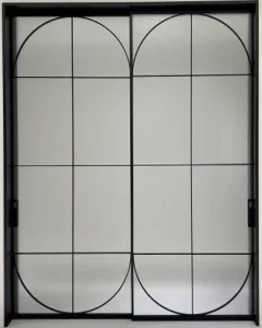 CH-08 French Retro Glass Interior Door, Frosted, Arched Top, Bathroom/Living Room