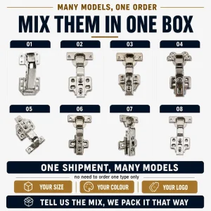 Cabinet Hinges Soft Close Heavy-Duty Silent Buffer 110 Degree for Tool Box Wardrobe Door Bathroom Vanity