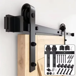 Carbon Steel Barn Door Hardware Kits Sliding Barn Door Accessories for Hotel, Apartment and Bathroom