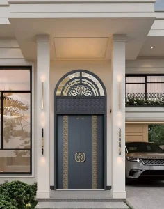 Cast Aluminum Door Italian Gold Greek Key Fretwork Double Entry Door Custom