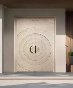 Cast Aluminum Front Door Concentric Shimmering Dot Pattern Modern Thermal Insulation Water Resistant Bespoke Custom
